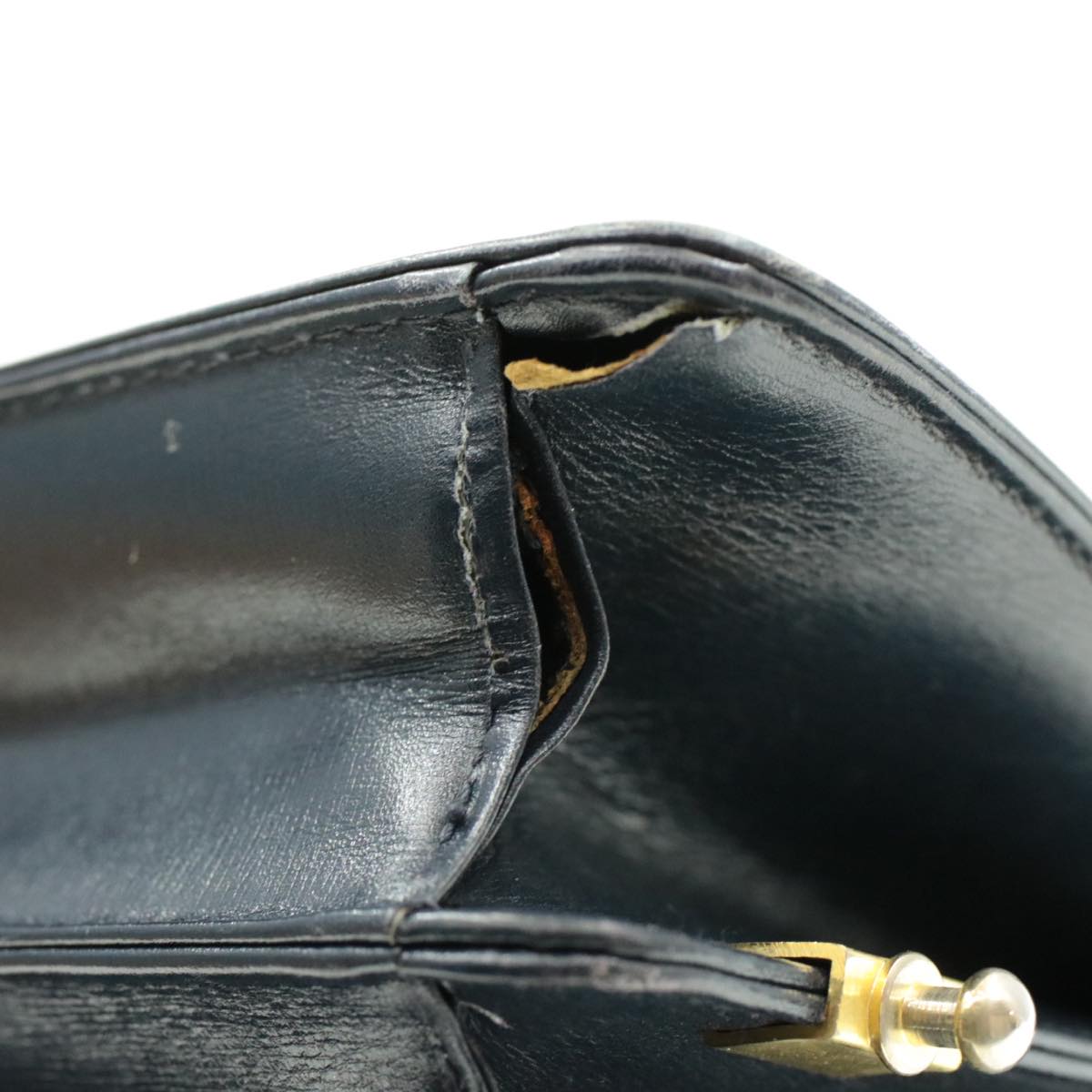 Celine Horse Carriage Chain Shoulder Bag Leather Navy  rd740