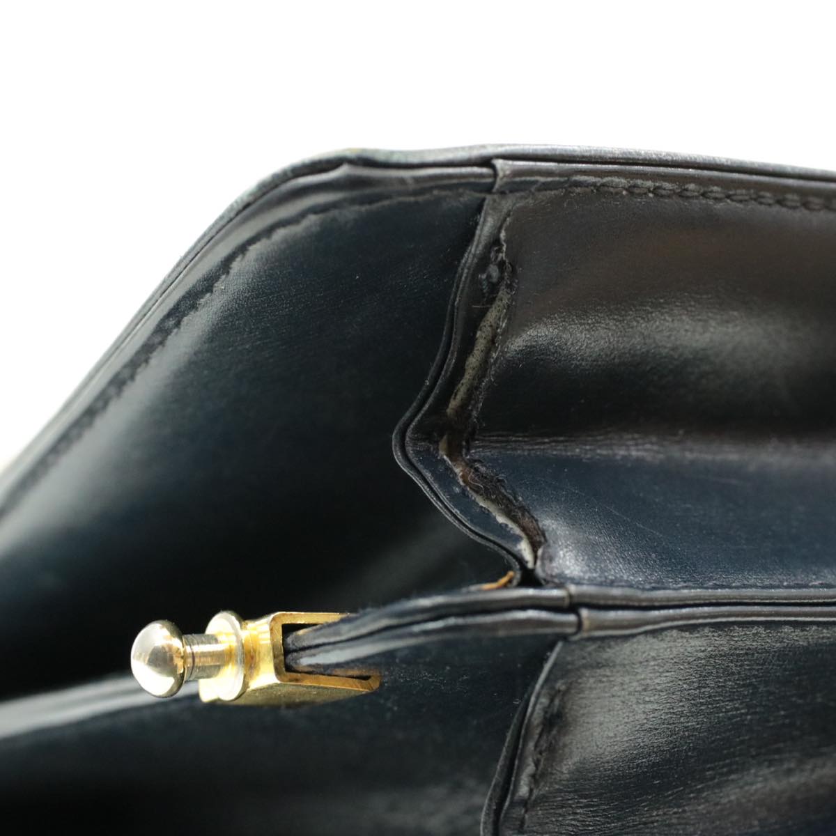 Celine Horse Carriage Chain Shoulder Bag Leather Navy  rd740