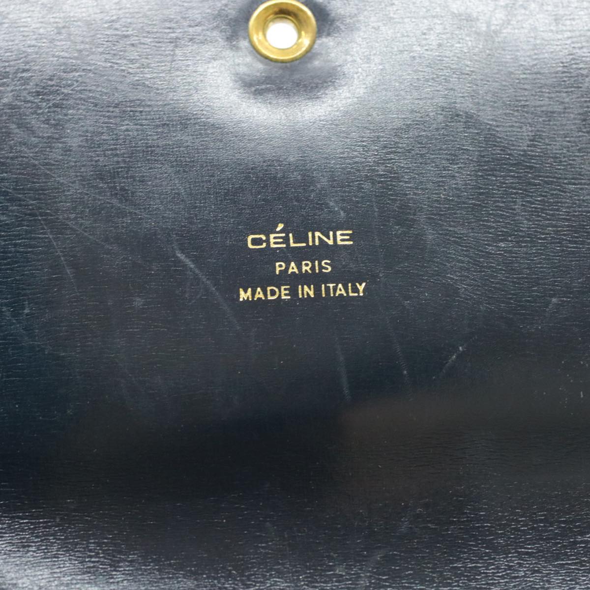 Celine Horse Carriage Chain Shoulder Bag Leather Navy  rd740
