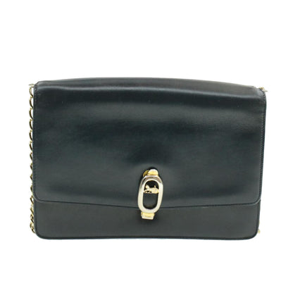 Celine Horse Carriage Chain Shoulder Bag Leather Navy  rd740