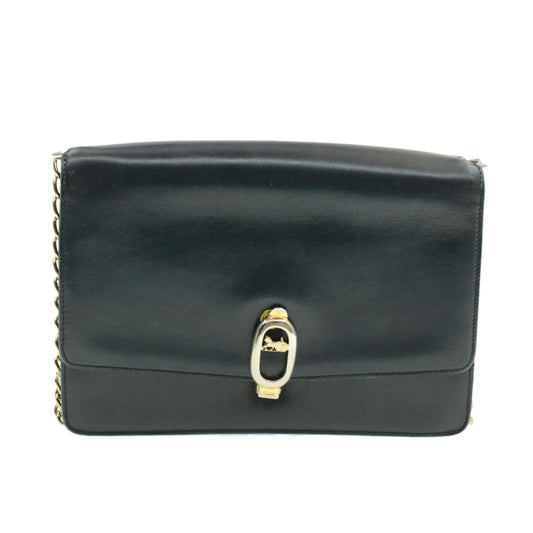 Celine Horse Carriage Chain Shoulder Bag Leather Navy  rd740