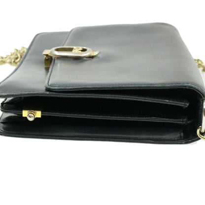 Celine Horse Carriage Chain Shoulder Bag Leather Navy  rd740