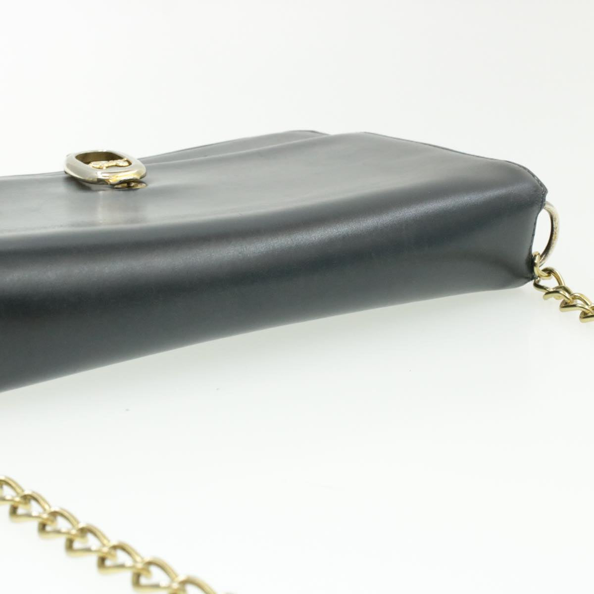 Celine Horse Carriage Chain Shoulder Bag Leather Navy  rd740