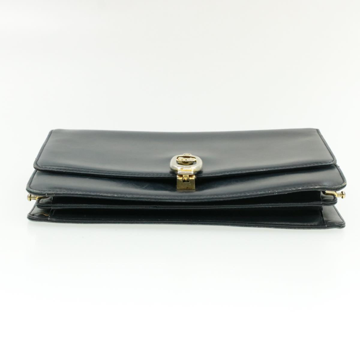 Celine Horse Carriage Chain Shoulder Bag Leather Navy  rd740