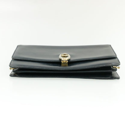 Celine Horse Carriage Chain Shoulder Bag Leather Navy  rd740