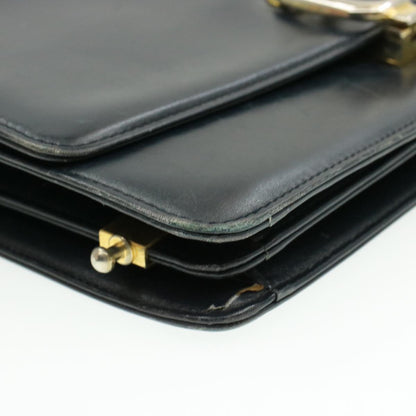 Celine Horse Carriage Chain Shoulder Bag Leather Navy  rd740