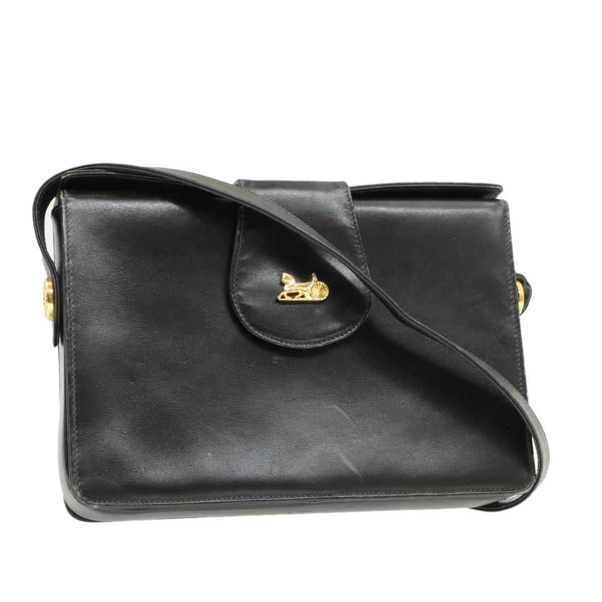 Celine Horse Carriage Shoulder Bag Black Leather  rd764