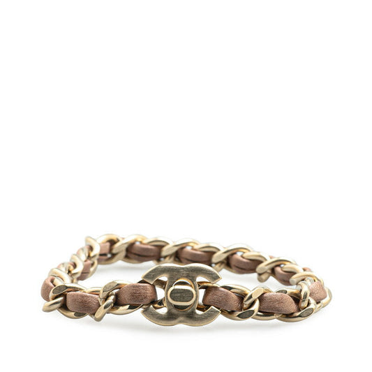 Chanel Coco Mark Turnlock Leather Bracelet