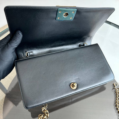*Receipt* Boy East West Crest Lambskin Embellished Cruise 2016 Leboy Shoulder Bag No 21