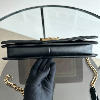 *Receipt* Boy East West Crest Lambskin Embellished Cruise 2016 Leboy Shoulder Bag No 21