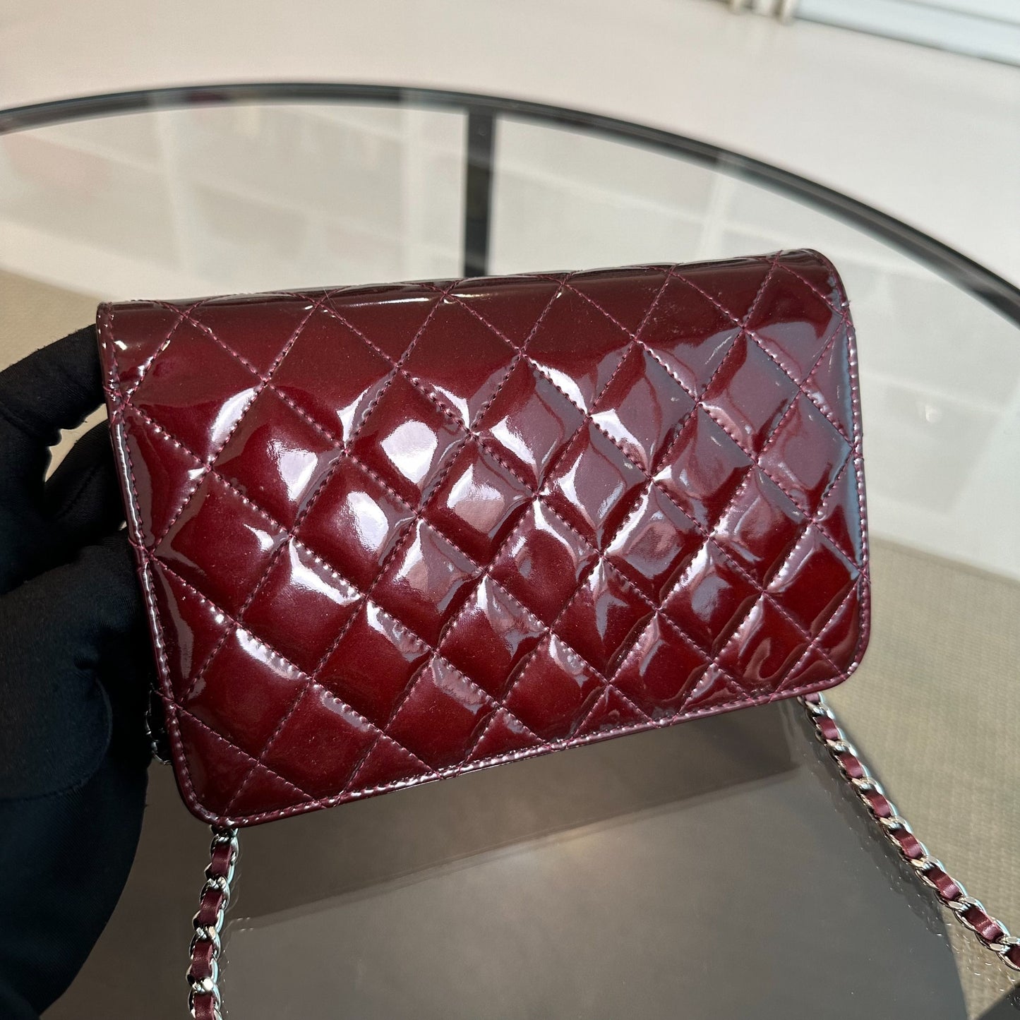 *Receipt* WOC Wallet On Chain Plum Patent Leather SHW No 18