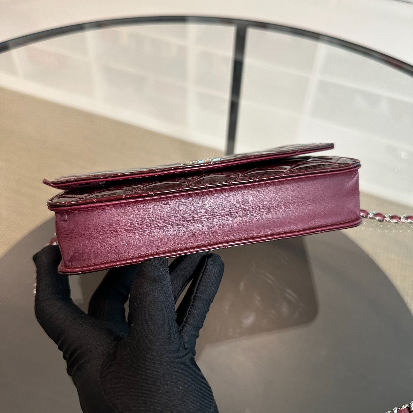 *Receipt* WOC Wallet On Chain Plum Patent Leather SHW No 18
