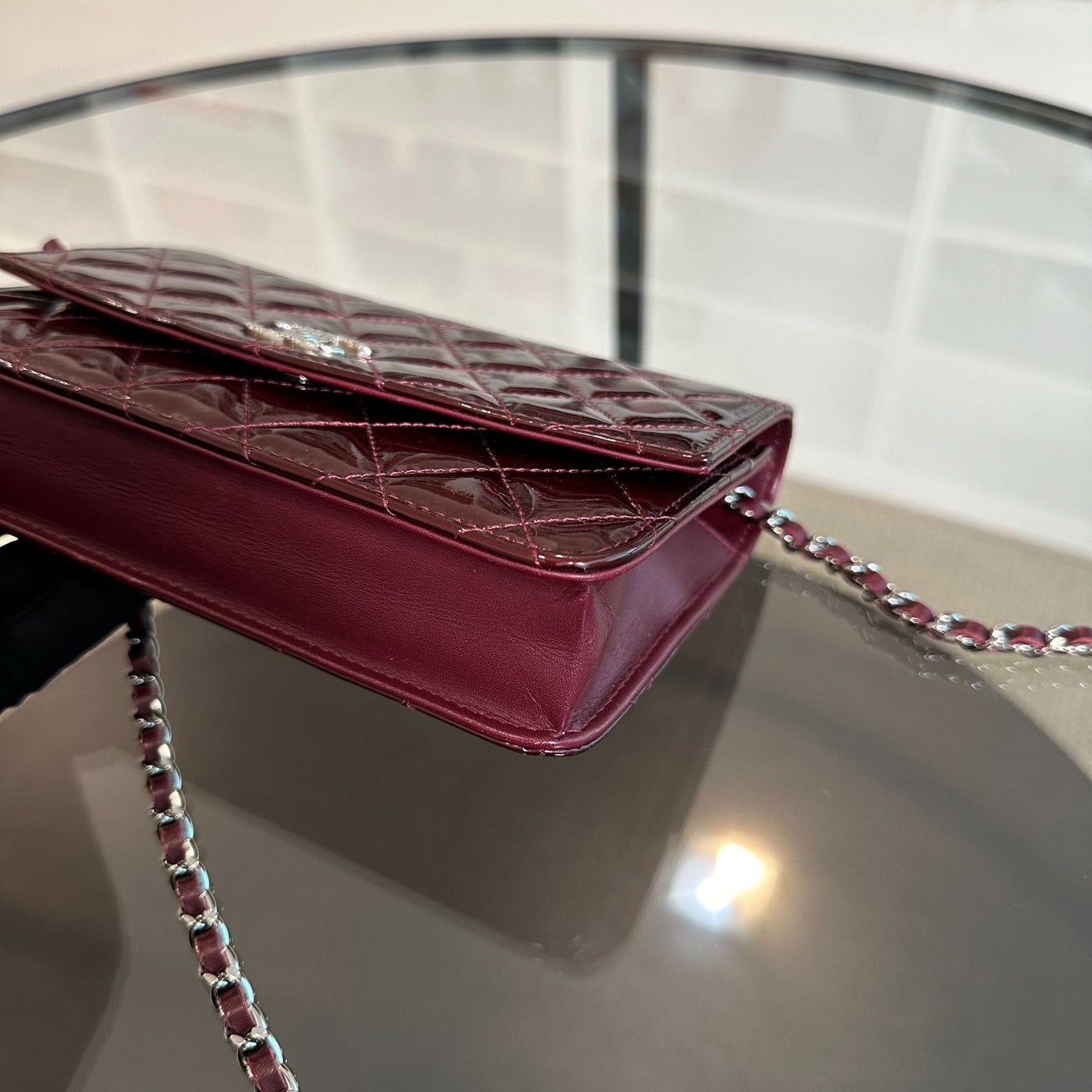 *Receipt* WOC Wallet On Chain Plum Patent Leather SHW No 18