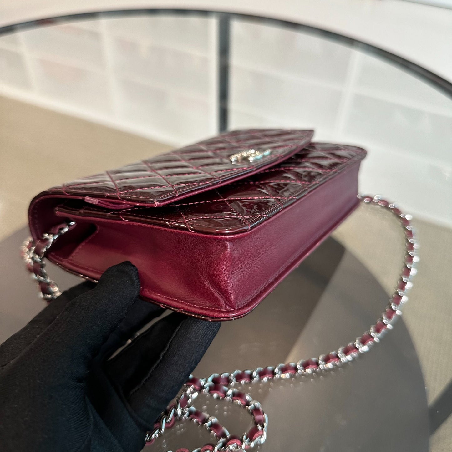 *Receipt* WOC Wallet On Chain Plum Patent Leather SHW No 18