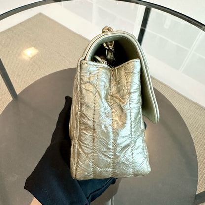 *Receipt, Full Set* Mini Rectangular Chevron Metallic Crumpled Patent Calfskin Gold GHW No 25