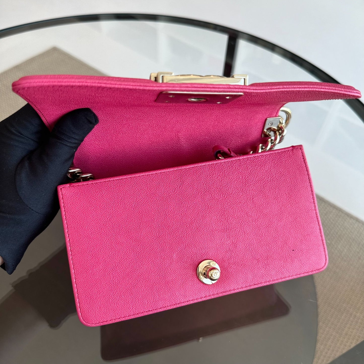 *Receipt Full Set, Series 30* Boy Small Caviar Quilted Calfskin Leboy Pink GHW No 30