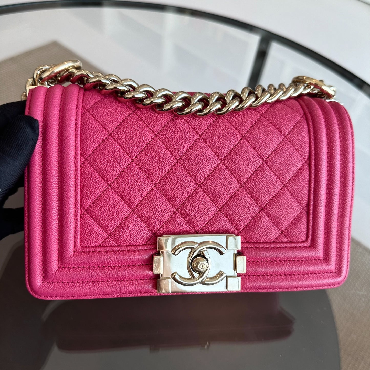 *Receipt Full Set, Series 30* Boy Small Caviar Quilted Calfskin Leboy Pink GHW No 30