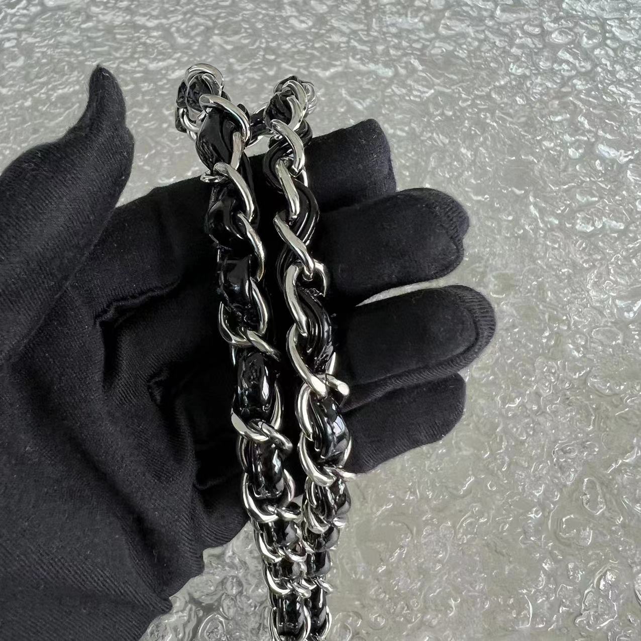 *Recolor* Medium Quilted Patent Leather Black Silver Hardware Series 17