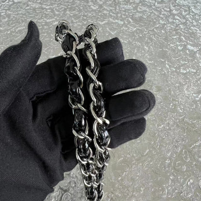*Recolor* Medium Quilted Patent Leather Black Silver Hardware Series 17