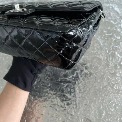 *Recolor* Medium Quilted Patent Leather Black Silver Hardware Series 17