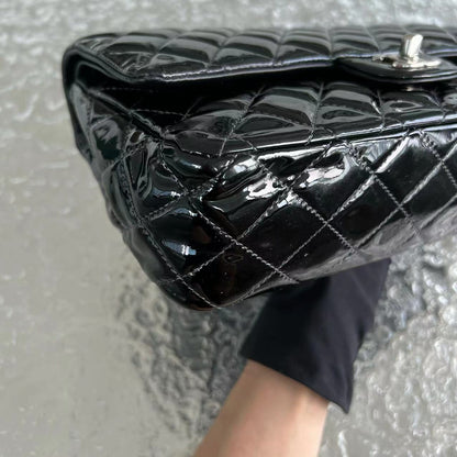 *Recolor* Medium Quilted Patent Leather Black Silver Hardware Series 17