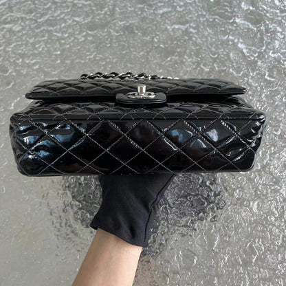 *Recolor* Medium Quilted Patent Leather Black Silver Hardware Series 17