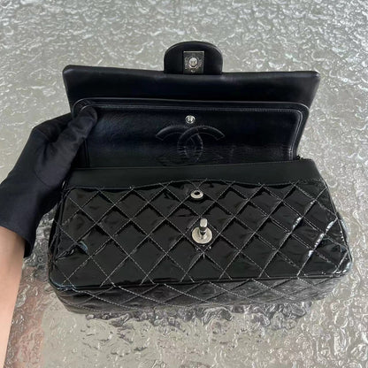 *Recolor* Medium Quilted Patent Leather Black Silver Hardware Series 17