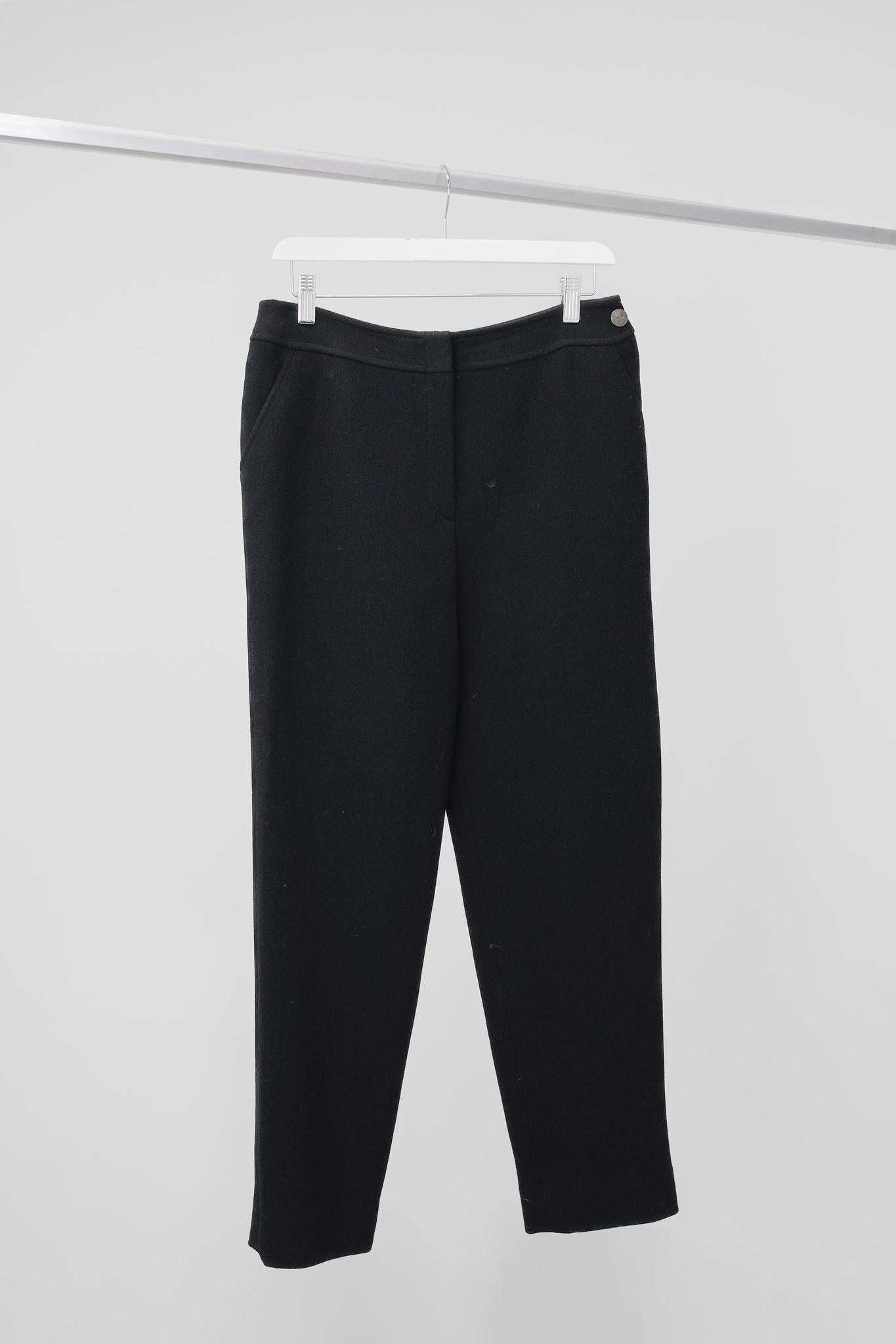 Chanel Vintage 97A Black Wool Crepe Trousers
