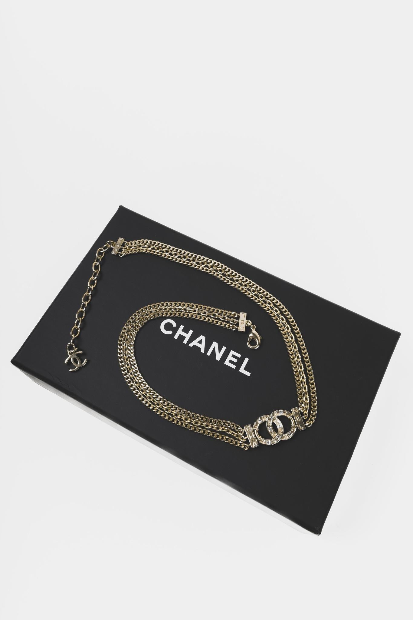 Chanel A21 Light Gold CC Triple Chain Choker