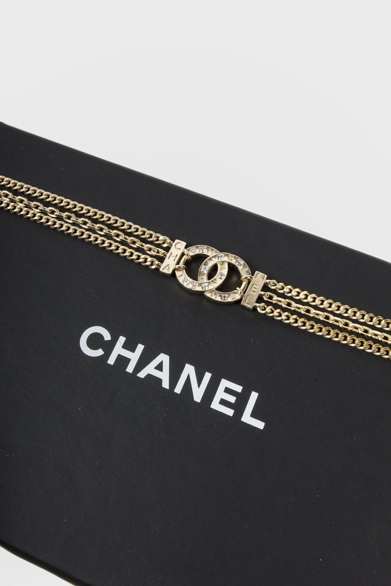 Chanel A21 Light Gold CC Triple Chain Choker