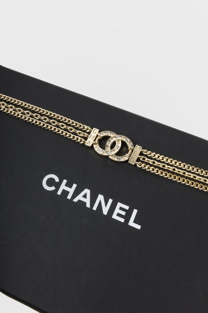Chanel A21 Light Gold CC Triple Chain Choker