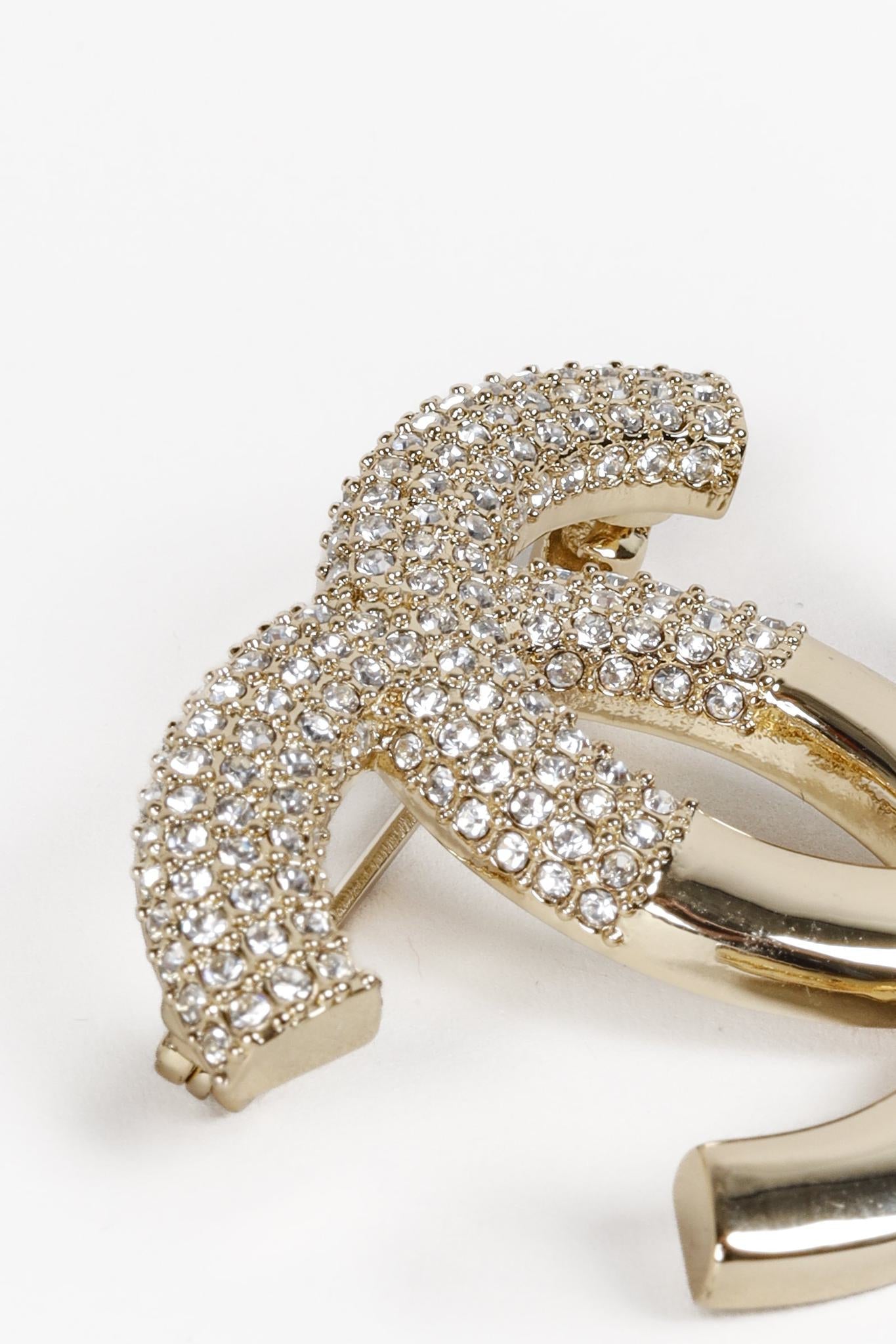 Chanel 2023 CC Champagne Gold Crystal Brooch