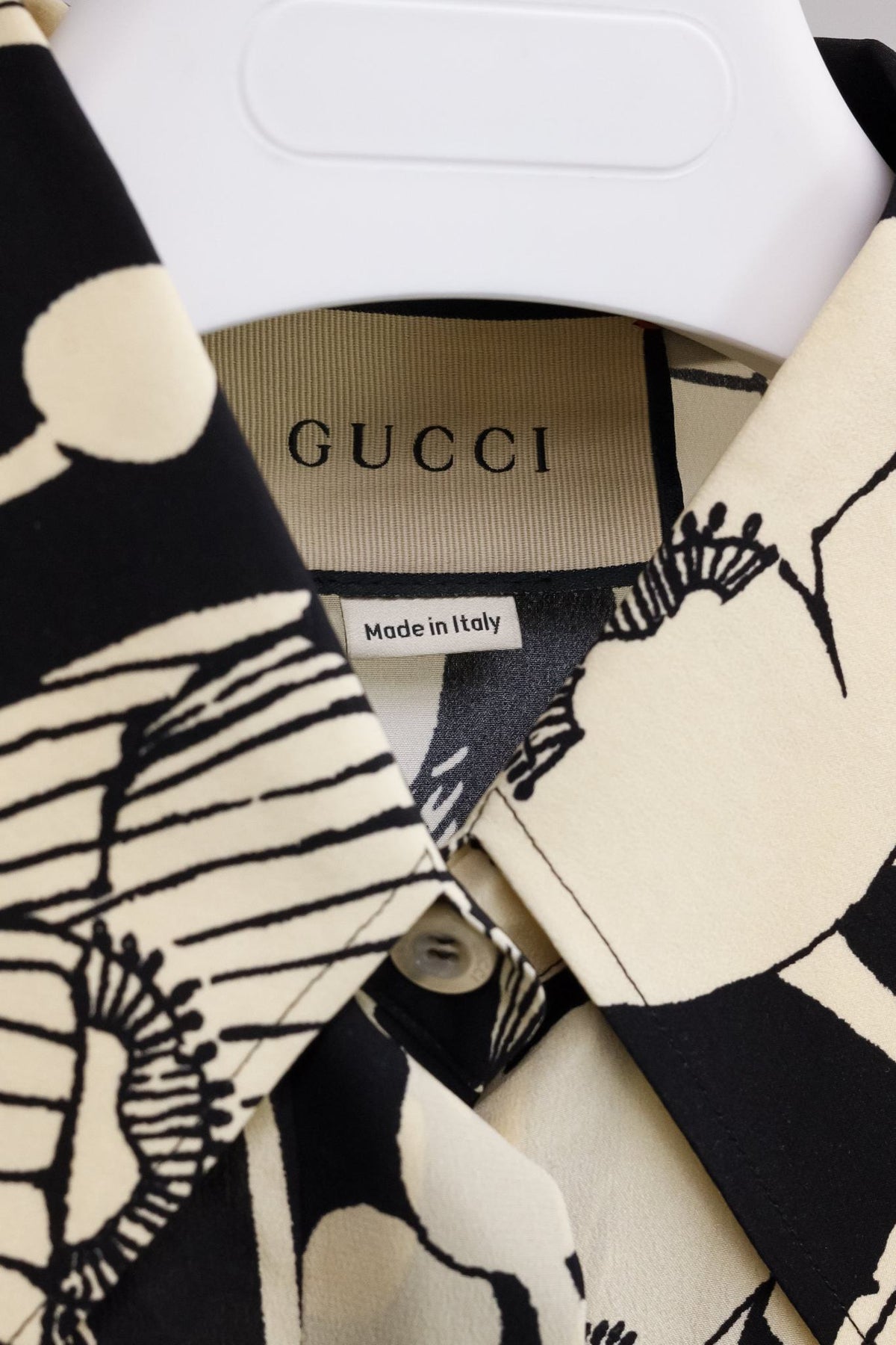 Gucci SS/21 Black and White Poppy-Floral Silk Blouse
