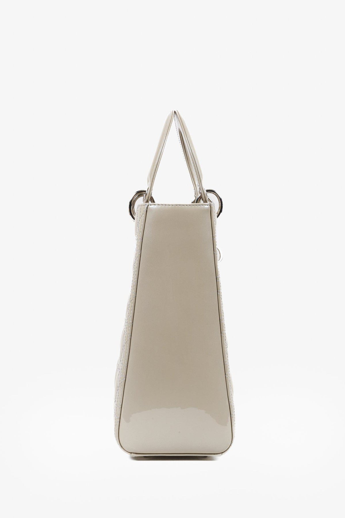 Christian Dior Large Beige Patent Leather Lady Dior