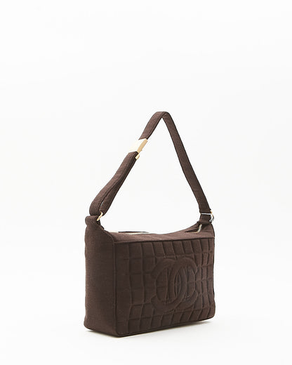 Chanel Brown Wool Chocolate Bar Shoulder Bag