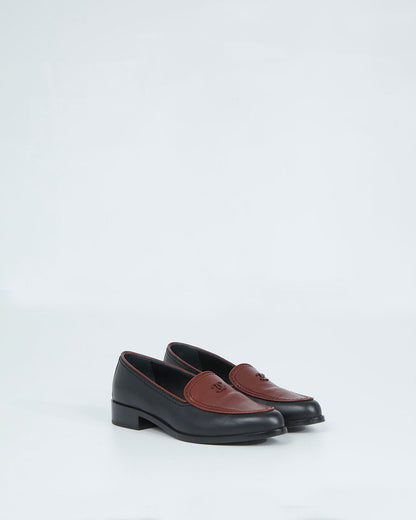 Chanel Brown/Black Leather CC Logo Loafer - 37