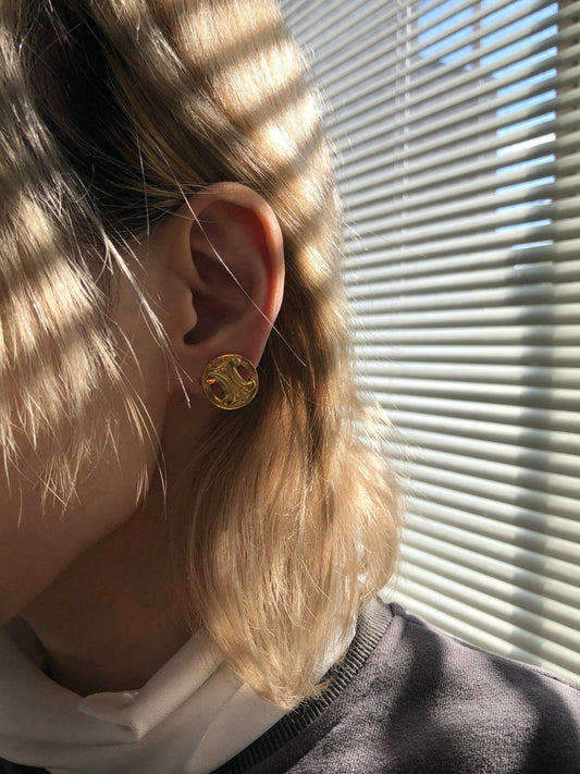 CELINE  Earrings Gold Vintage wi7hxx