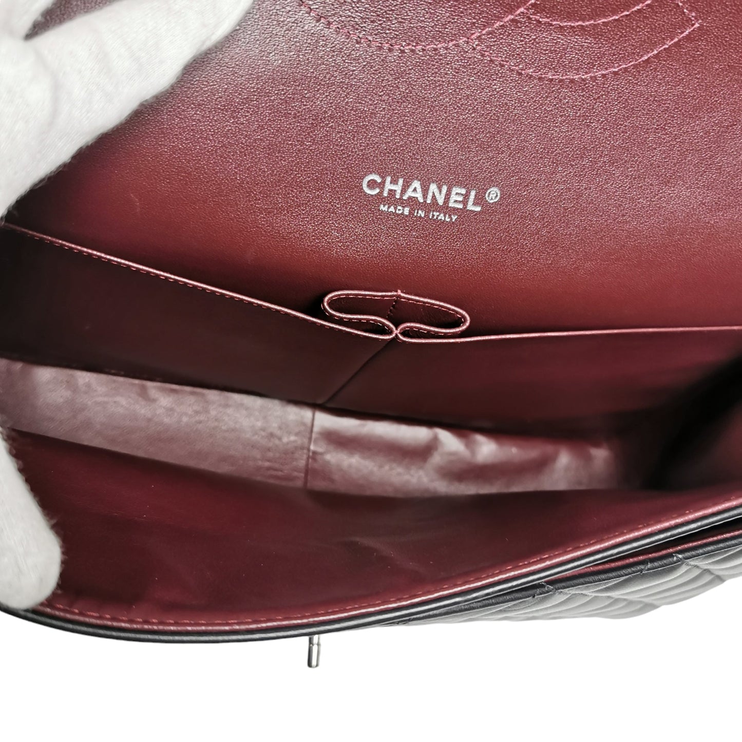 Chanel Classic Double Flap Maxi Black Lambskin Silver