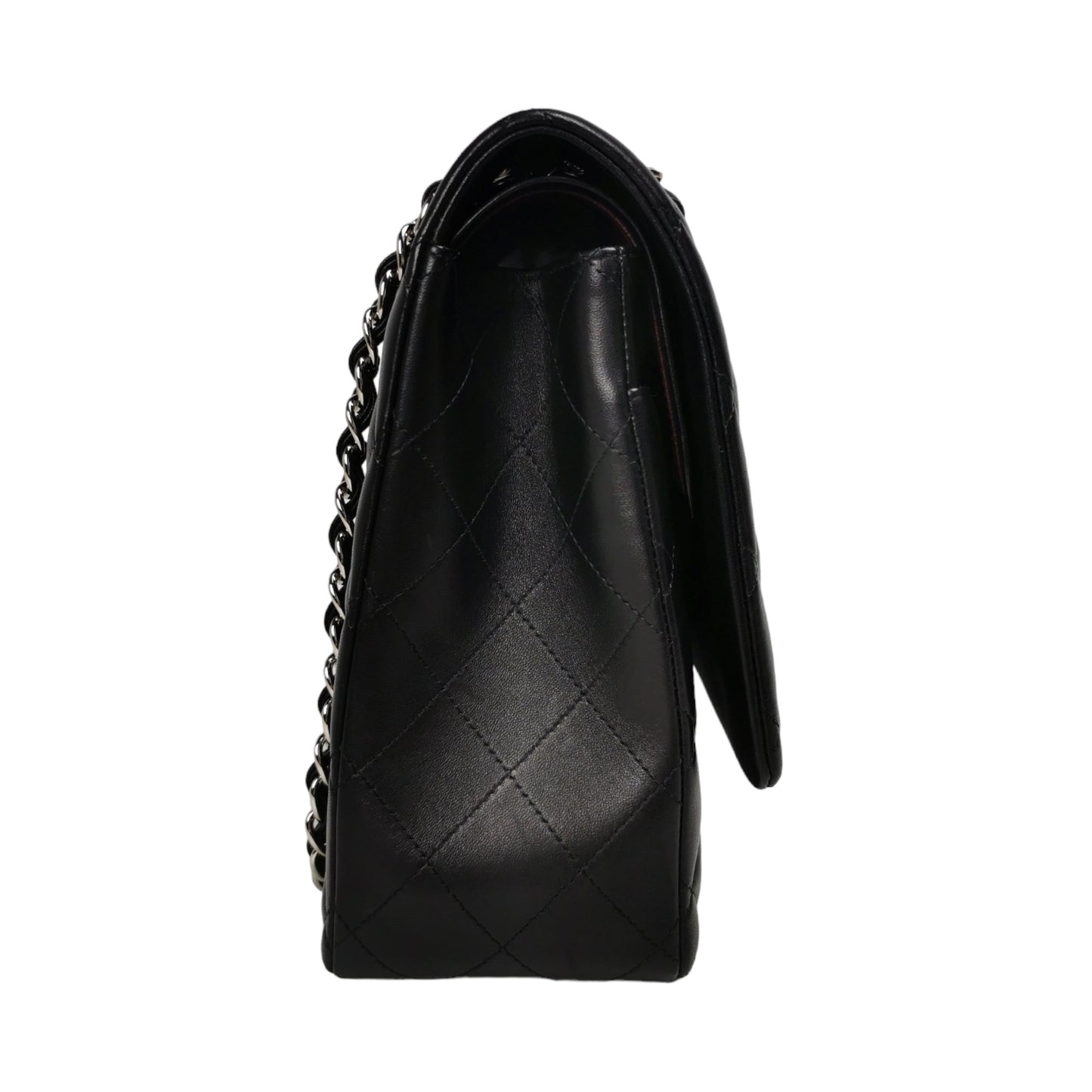 Chanel Classic Double Flap Maxi Black Lambskin Silver