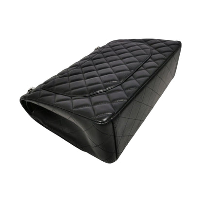 Chanel Classic Double Flap Maxi Black Lambskin Silver