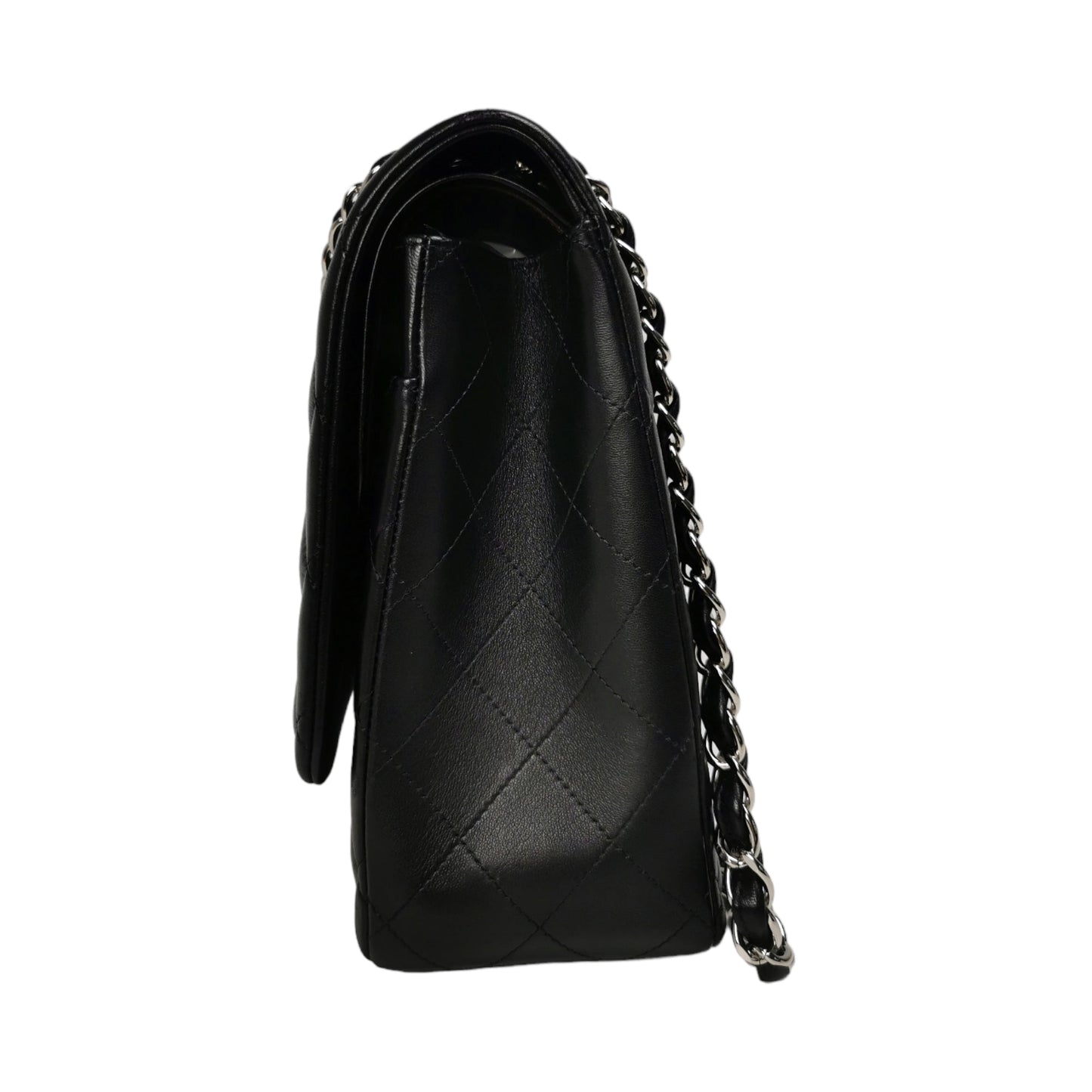 Chanel Classic Double Flap Maxi Black Lambskin Silver
