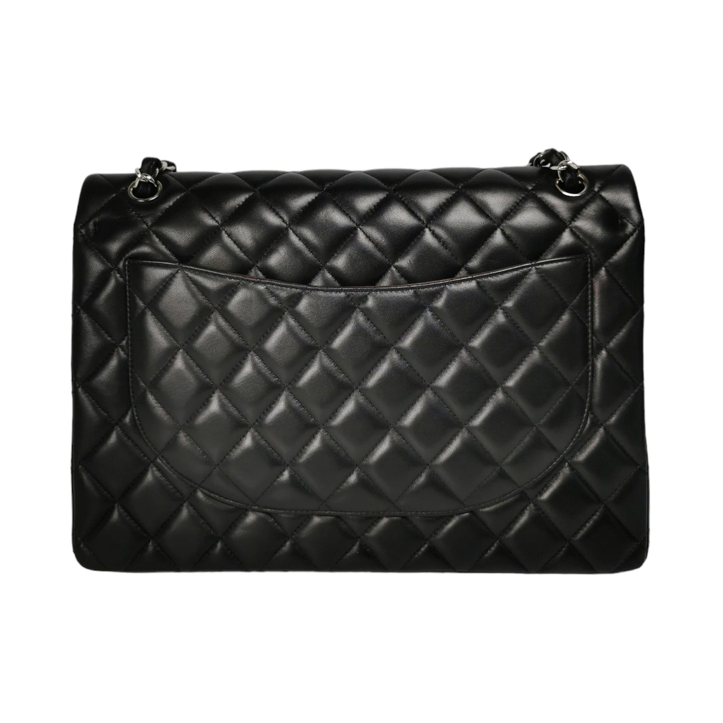 Chanel Classic Double Flap Maxi Black Lambskin Silver