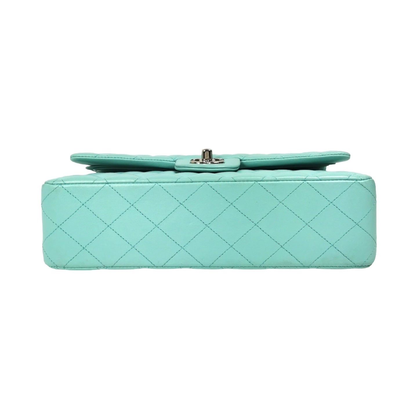 Chanel Classic Double Flap Medium Tiffany Blue Lambskin Silver