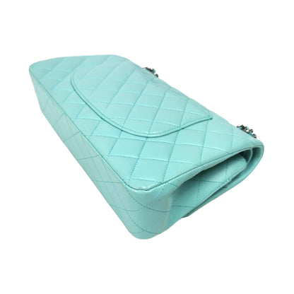 Chanel Classic Double Flap Medium Tiffany Blue Lambskin Silver