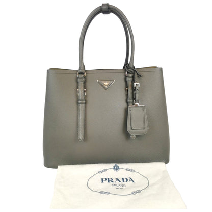 Prada Double Tote Bag Gray Saffiano