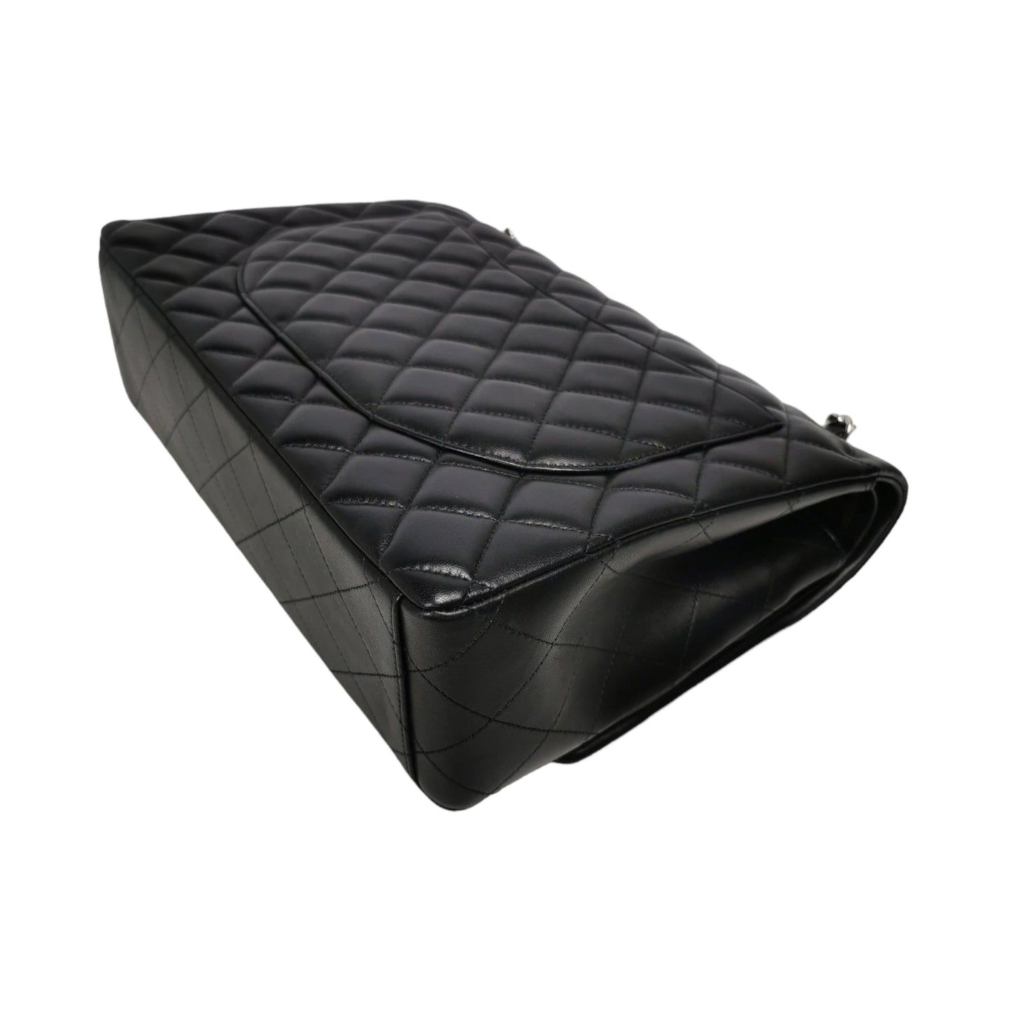 Chanel Classic Double Flap Maxi Black Lambskin Silver