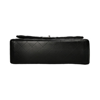 Chanel Classic Double Flap Maxi Black Lambskin Silver