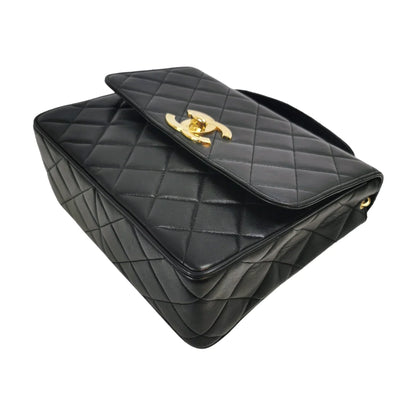 Vintage Chanel Flap Bag Black Lambskin Gold