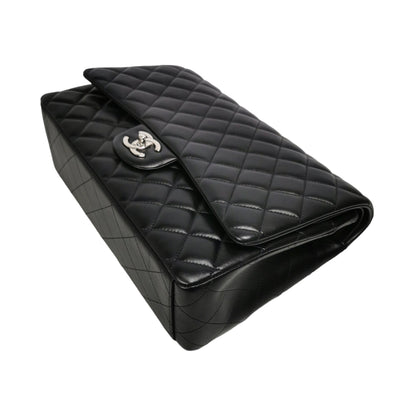 Chanel Classic Double Flap Maxi Black Lambskin Silver