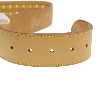 LOUIS VUITTON Studs Belt Leather 80/32 Beige LV Auth ro735